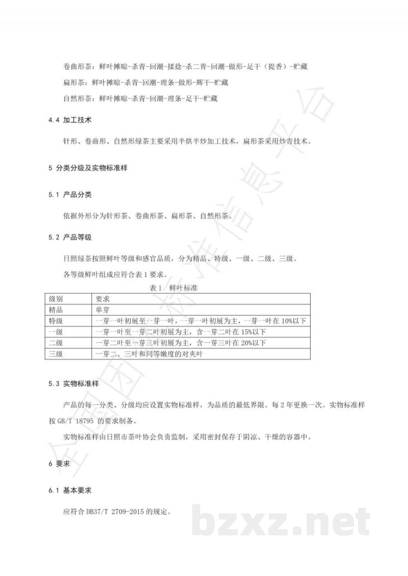 T/RZCX 001-2019日照绿茶 T/RZCX 001-2019日照绿茶