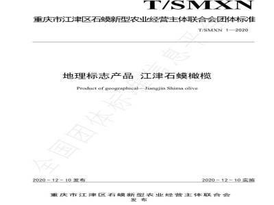 T/SMXN 1-2020地理标志产品 江津石蟆橄榄