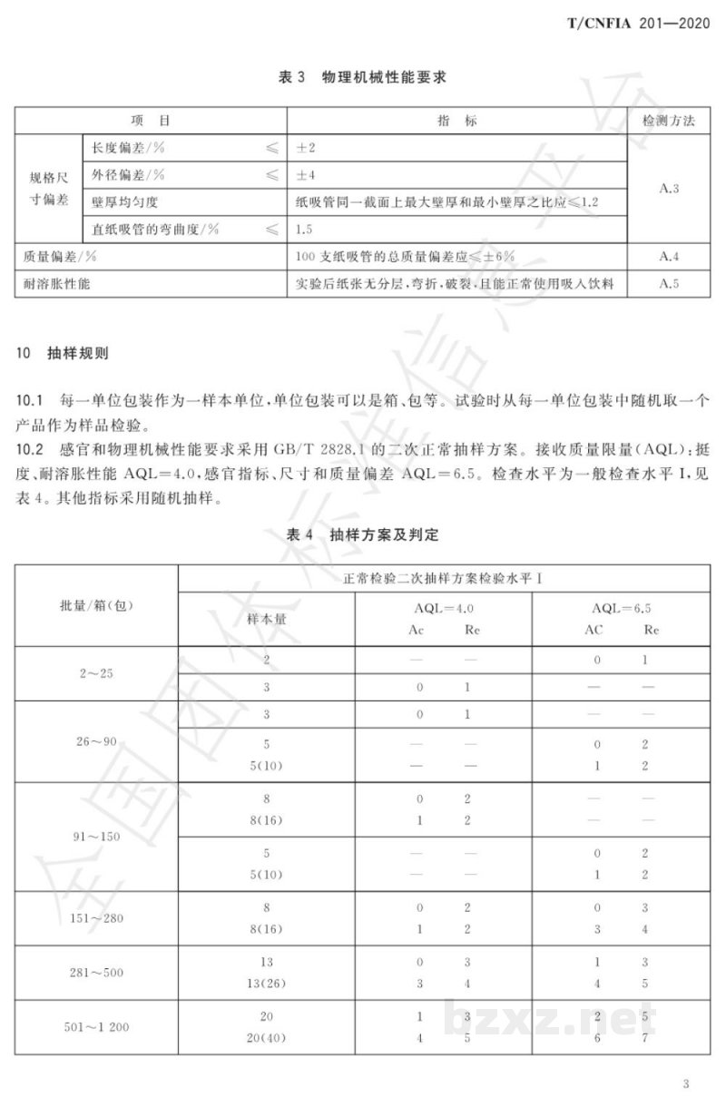 T/CNFIA 201-2020食品接触用一次性纸吸管