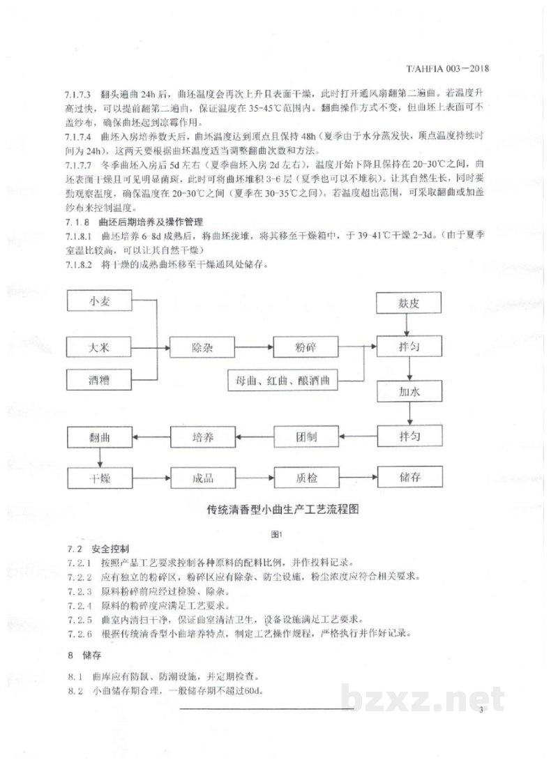 T/AFIA 003-2018传统清香型小曲生产技术规程