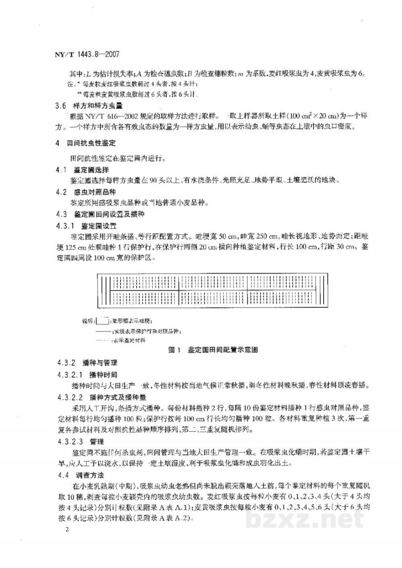 NY/T 1443.8-2007小麦抗病虫性评价技术规范第8部分：小麦抗吸浆虫评价技术规范