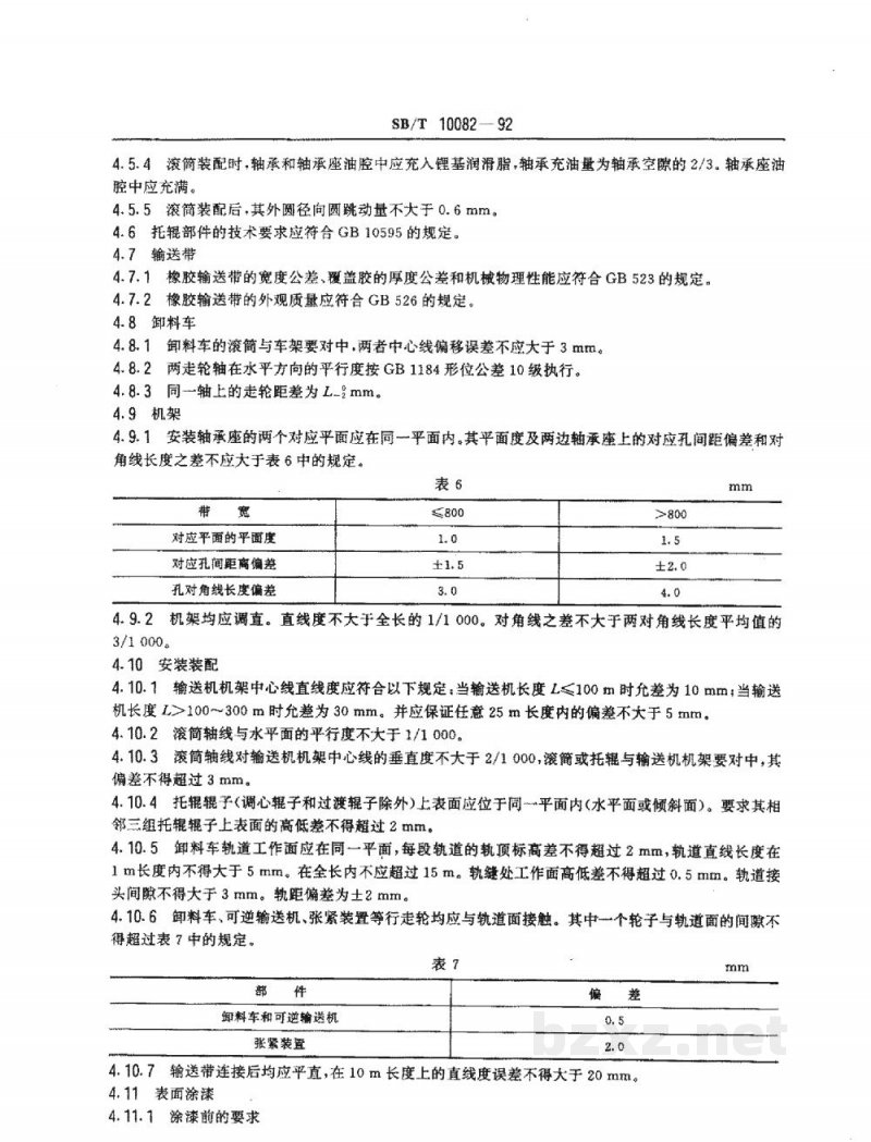 SB/T 10082-1992粮食带式输送机 SB/T 10082-1992粮食带式输送机