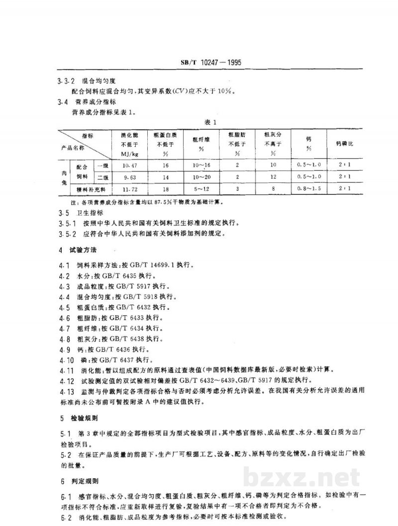 SB/T 10247-1995肉兔配合饲料(LS/T3408-1995) SB/T 10247-1995肉兔配合饲料(LS/T3408-1995)