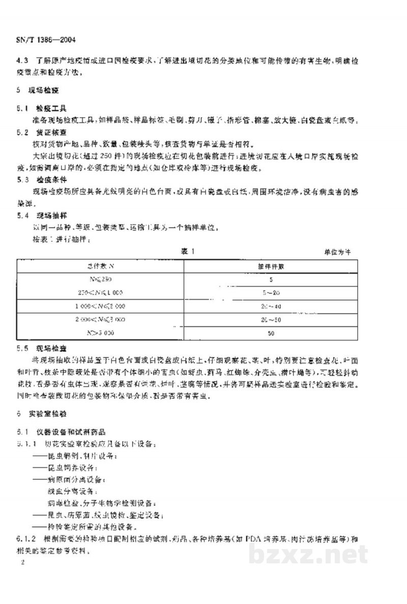 SN/T 1386-2004进出境切花检疫规程 SN/T 1386-2004进出境切花检疫规程