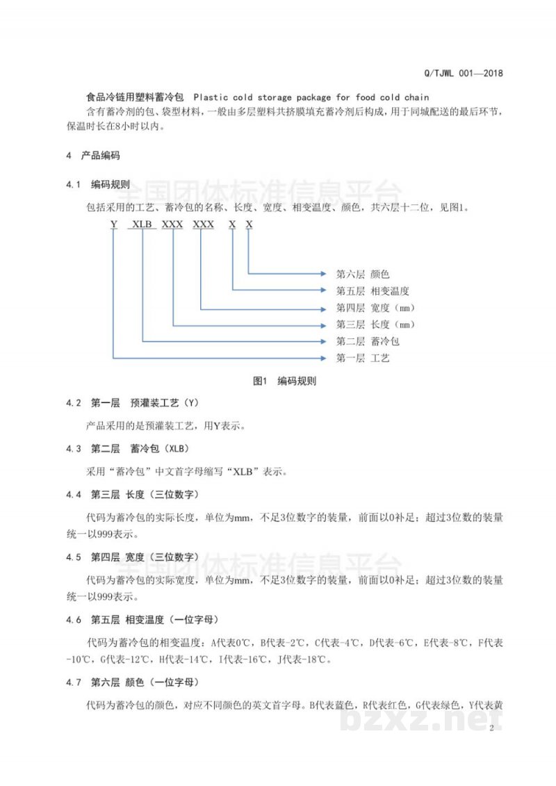 T/TJWL 001-2018食品冷链用塑料蓄冷包 T/TJWL 001-2018食品冷链用塑料蓄冷包