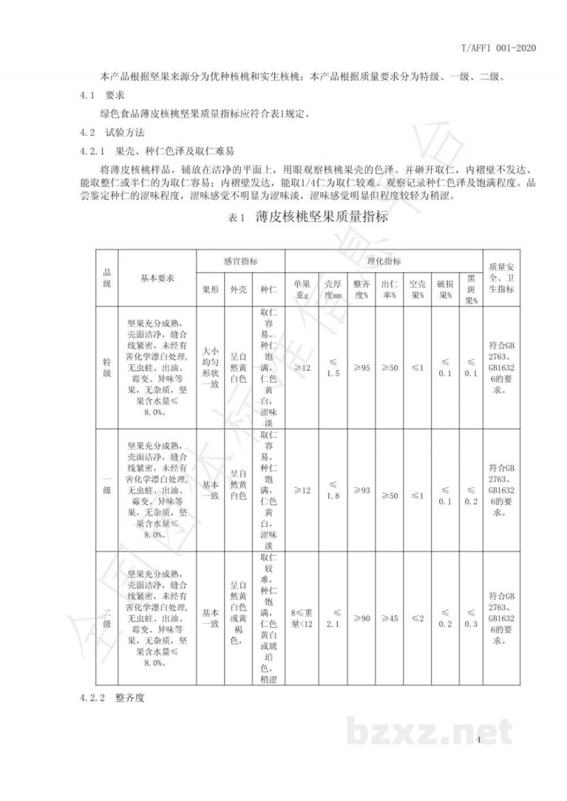 T/AFFI 001-2020阿拉尔薄皮核桃 T/AFFI 001-2020阿拉尔薄皮核桃