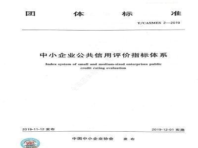 T/CASMES 2-2019中小企业公共信用评价指标体系