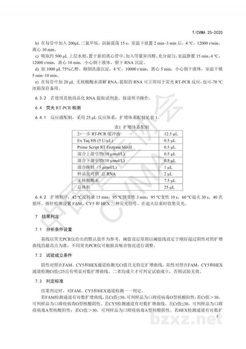T/CVMA 25-2020口蹄疫病毒O型、A型和Asia1型分型荧光RT-PCR检测方法 T/CVMA 25-2020口蹄疫病毒O型、A型和Asia1型分型荧光RT-PCR检测方法