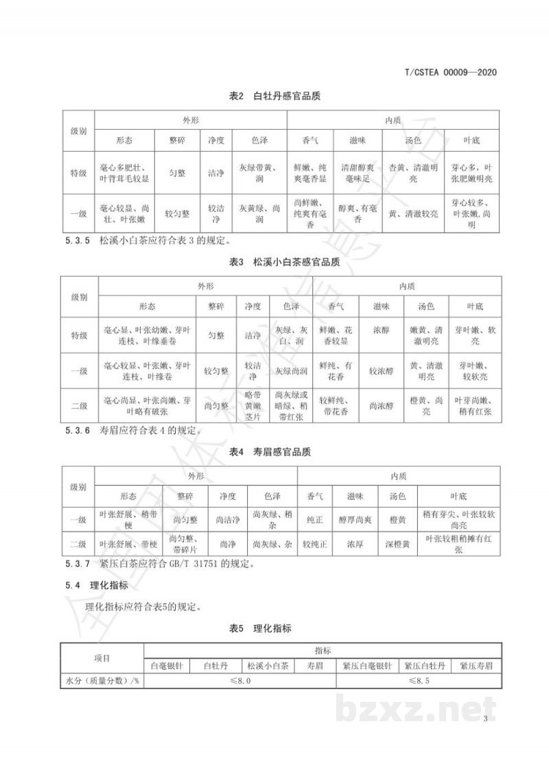T/CSTEA 00009-2020松溪白茶