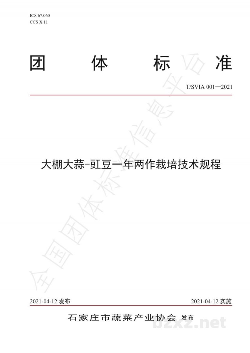 T/SVIA 001-2021大棚大蒜-豇豆一年两作栽培技术规程