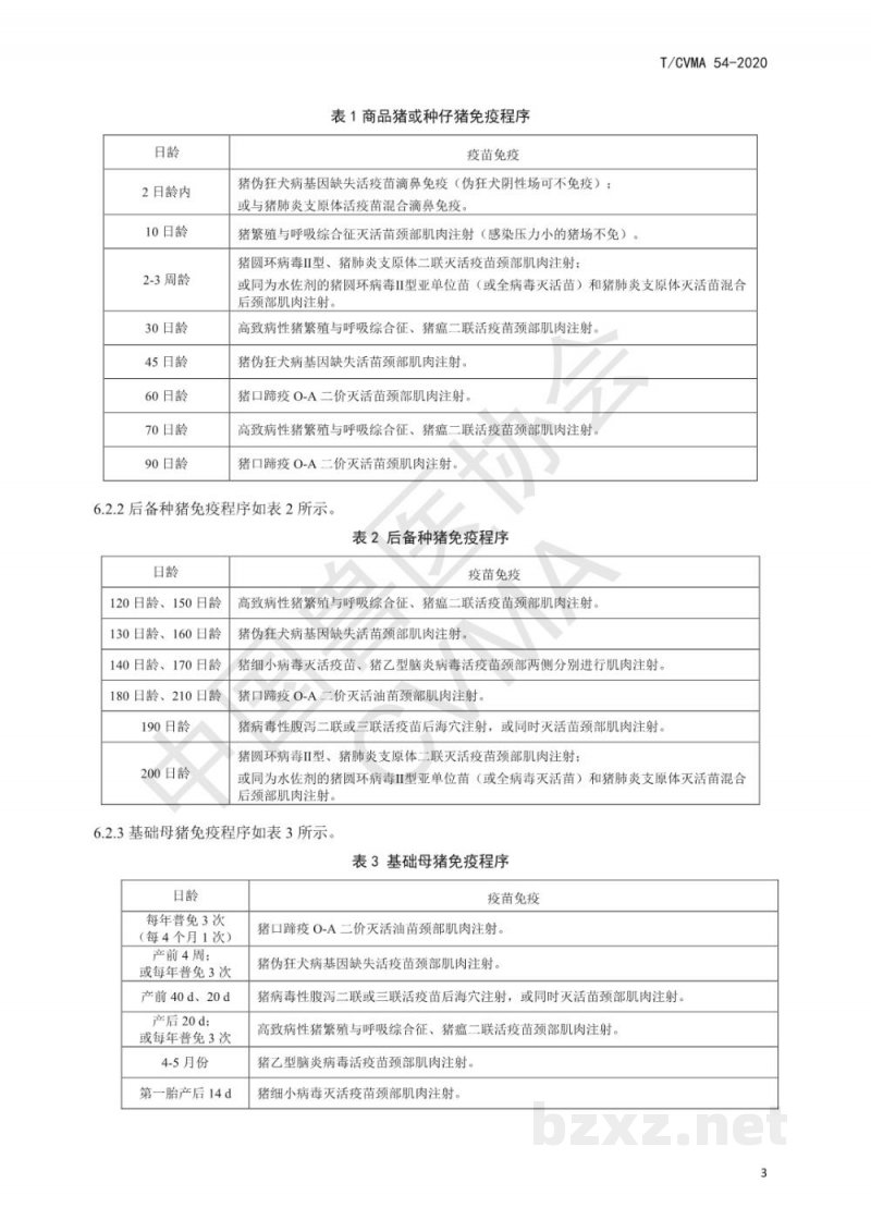 T/CVMA 54-2020规模化猪场简易化免疫程序制定技术指南 T/CVMA 54-2020规模化猪场简易化免疫程序制定技术指南