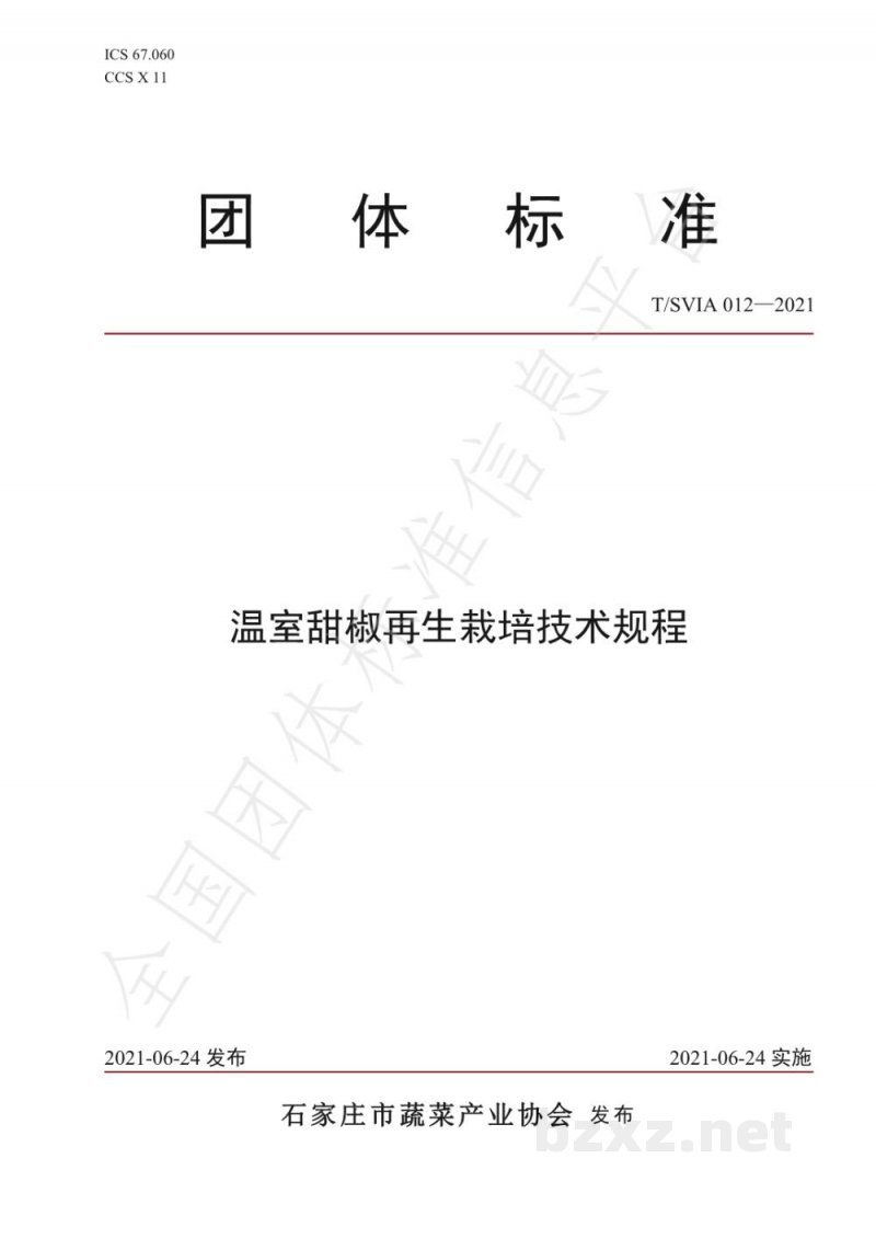 T/SVIA 012-2021温室甜椒再生栽培技术规程