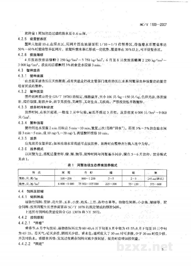 SC/T 1100-2007中华绒螯蟹池塘、湖泊网围生态养殖技术规范 SC/T 1100-2007中华绒螯蟹池塘、湖泊网围生态养殖技术规范