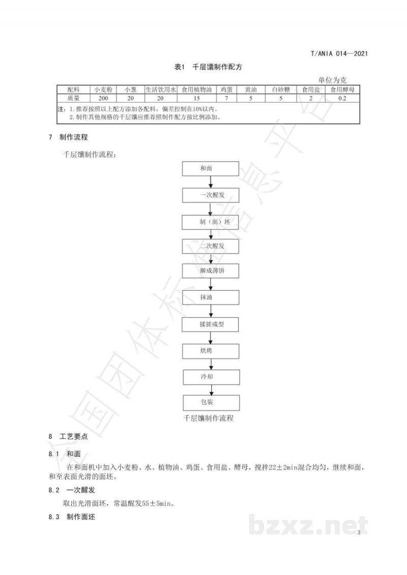 T/ANIA 014-2021阿克苏千层馕生产技术规程 T/ANIA 014-2021阿克苏千层馕生产技术规程