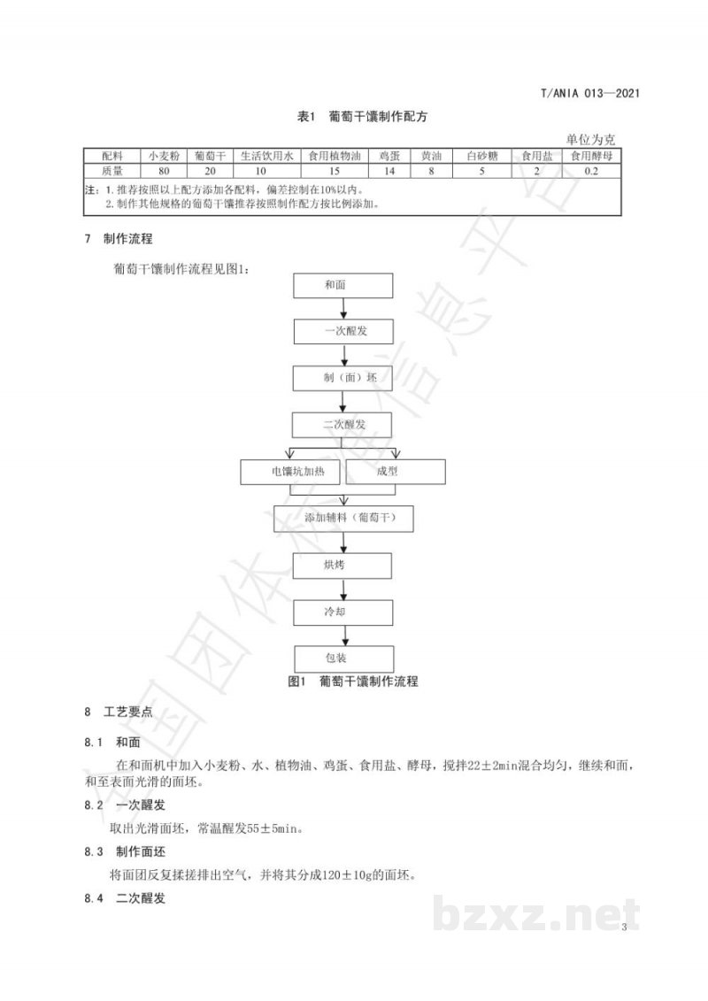 T/ANIA 013-2021阿克苏葡萄干馕生产技术规程 T/ANIA 013-2021阿克苏葡萄干馕生产技术规程