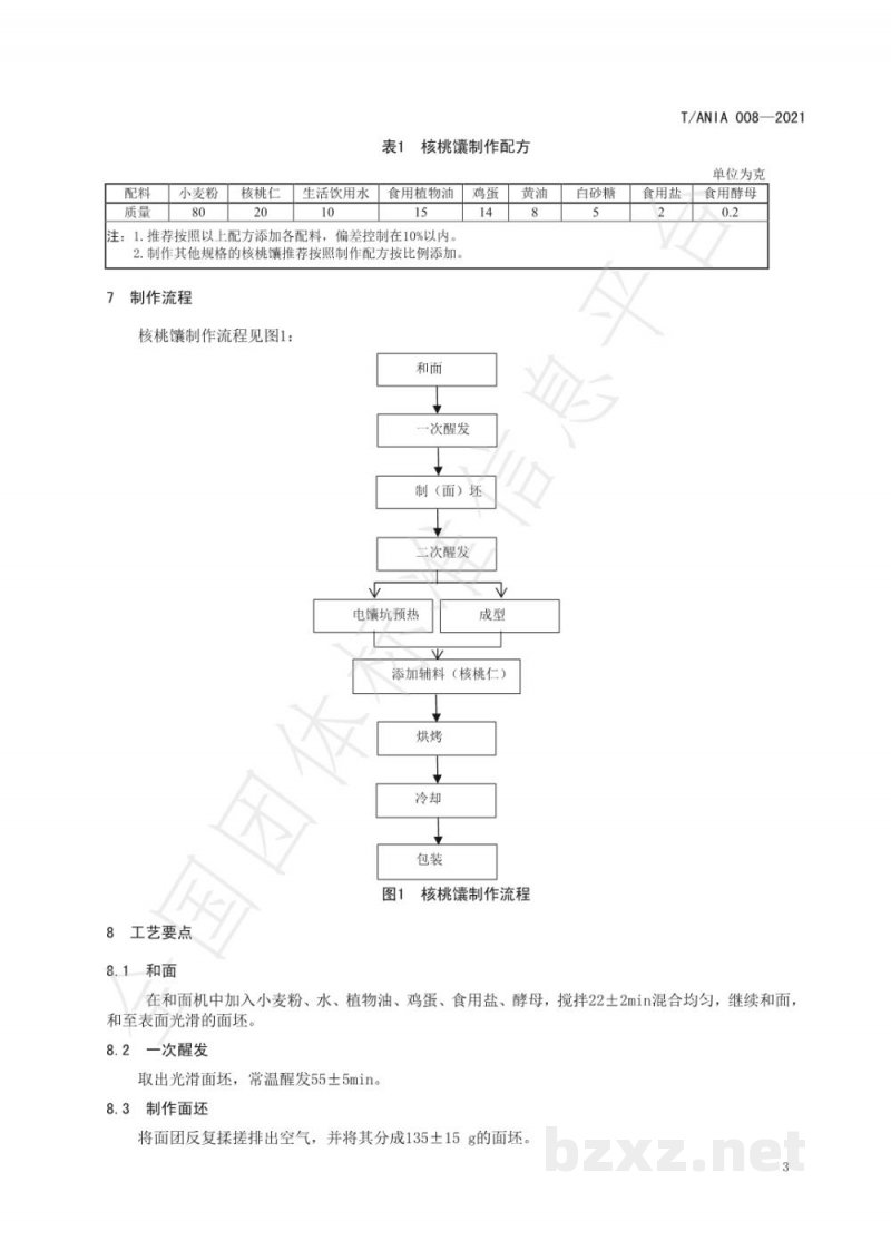 T/ANIA 008-2021阿克苏核桃馕生产技术规程 T/ANIA 008-2021阿克苏核桃馕生产技术规程