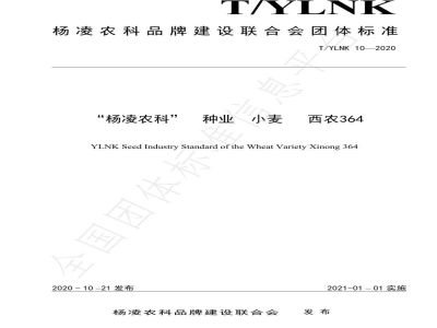 T/YLNK 10-2020“杨凌农科”  种业  小麦  西农364