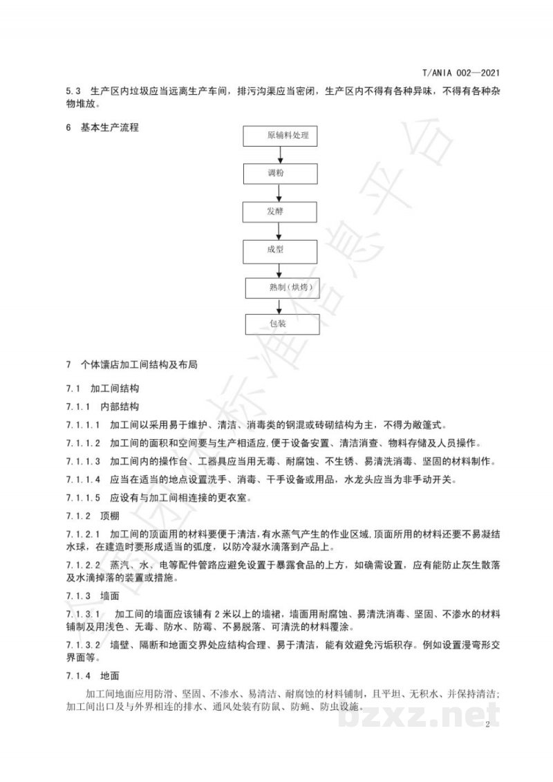 T/ANIA 002-2021阿克苏个体馕店加工间标准 T/ANIA 002-2021阿克苏个体馕店加工间标准