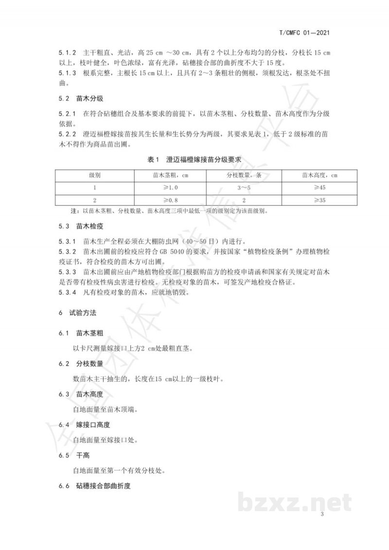 T/CMFC 01-2021澄迈福橙种苗