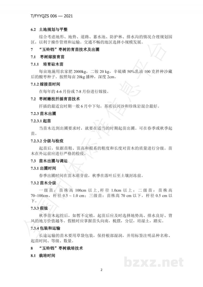 T/FYYQZS 006-2021‘玉铃铛’枣树套种‘腰楼大葱’栽培技术规程