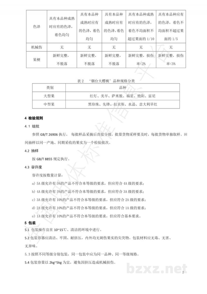 T/YTCA 003-2020烟台大樱桃电商产品质量分级