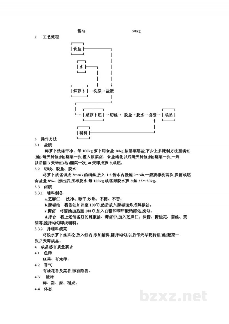 ZB X 10036-86酱油渍菜生产工艺通用规程 辣油萝卜丝 ZB X 10036-86酱油渍菜生产工艺通用规程 辣油萝卜丝