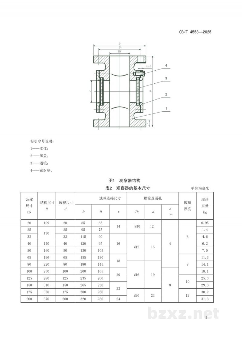 CB/T 4558-2025 J类法兰铸铁液流观察器 CB/T 4558-2025 J类法兰铸铁液流观察器