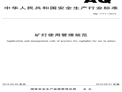 AQ 1111-2014 矿灯使用管理规范
