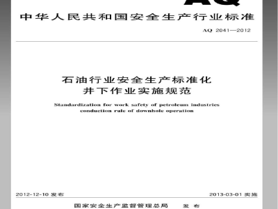 AQ 2041-2012 石油行业安全生产标准化 井下作业实施规范