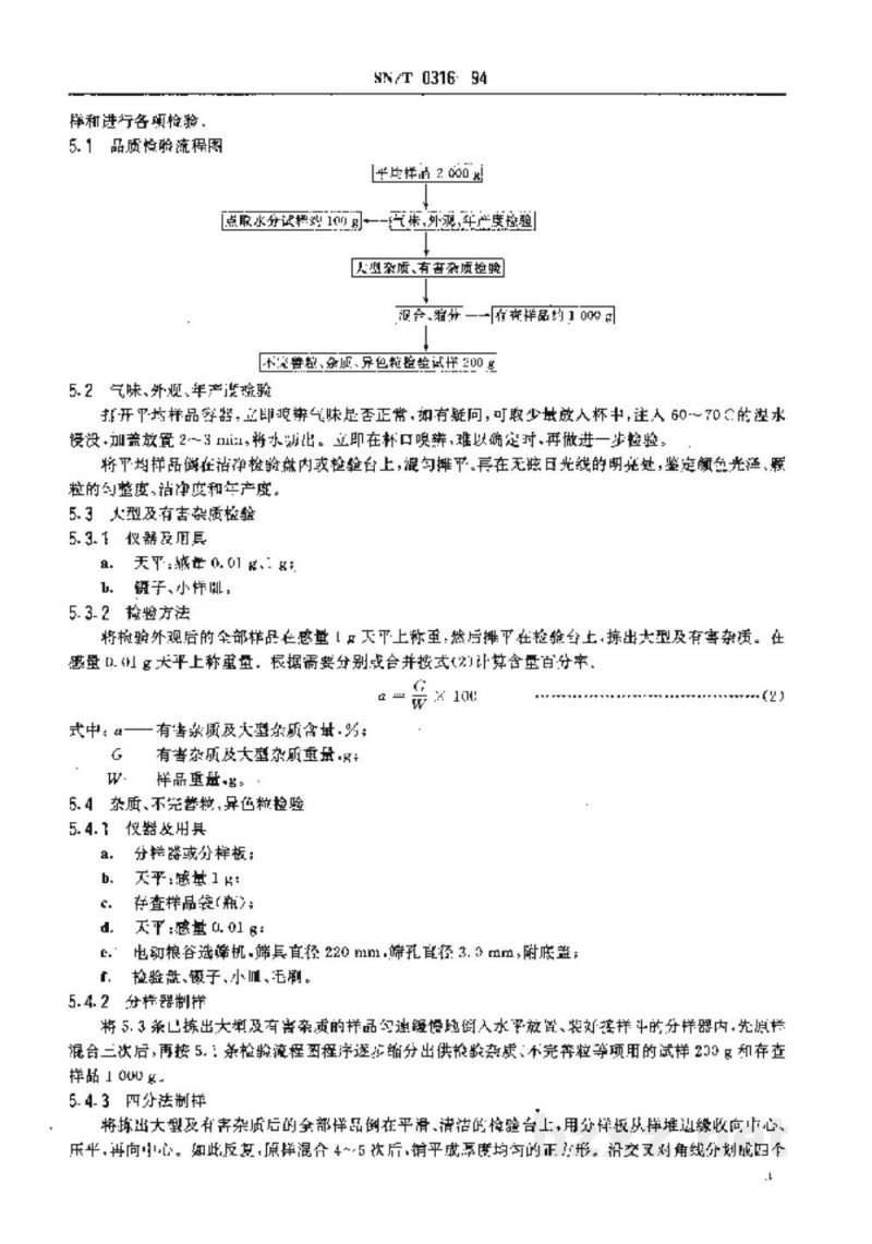 SN/T 0316-1994出口豌豆检验规程