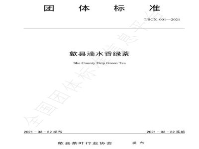 T/SCX 001-2021歙县滴水香绿茶
