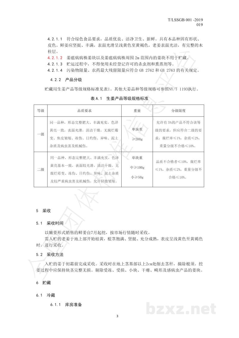 T/LSSGB 001-019-2019丽水山耕：生姜贮运操作规程
