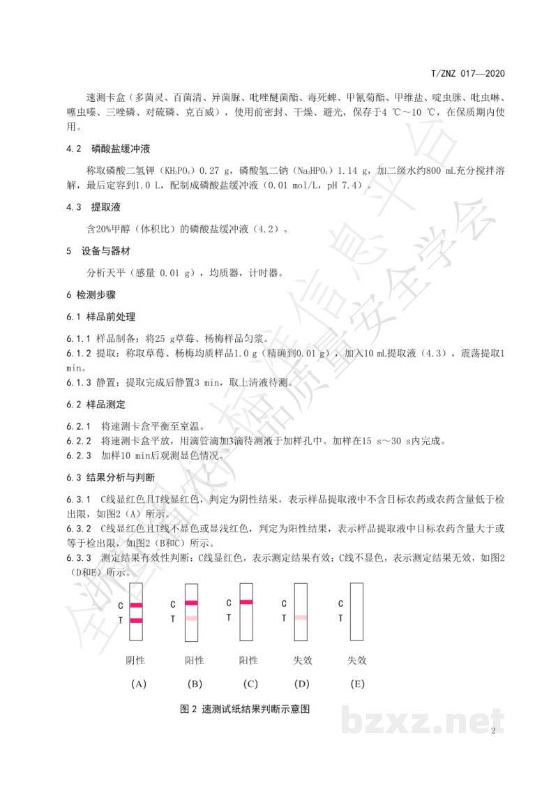 T/ZNZ 017-2020草莓、杨梅中多菌灵等13种农药残留的快速测定 金标免疫试纸法 T/ZNZ 017-2020草莓、杨梅中多菌灵等13种农药残留的快速测定 金标免疫试纸法