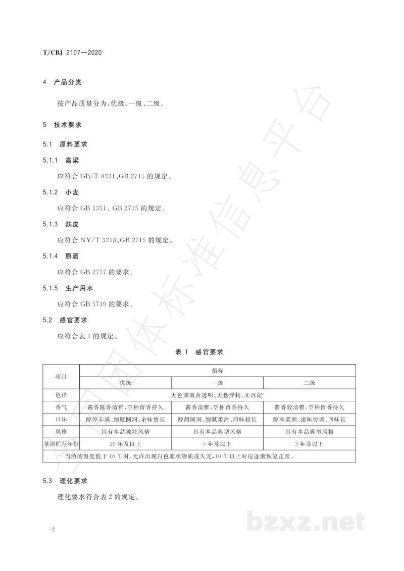 T/CBJ 2107-2020清雅酱香型白酒 T/CBJ 2107-2020清雅酱香型白酒