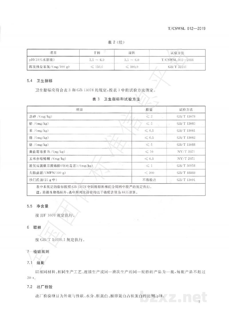 T/CSWSL 012-2019淡水鱼用发酵饲料 T/CSWSL 012-2019淡水鱼用发酵饲料