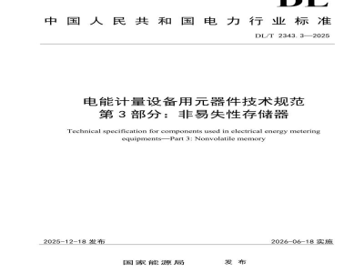 DL/T 2343.3—2025 电能计量设备用元器件技术规范 第3部分：非易失性存储器