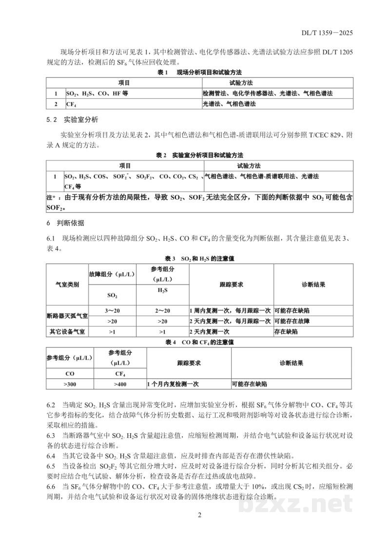 DL/T 1359—2025 六氟化硫电气设备故障气体分析和判断方法 DL/T 1359—2025 六氟化硫电气设备故障气体分析和判断方法