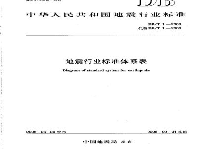 DB/T 1-2008 地震行业标准体系表