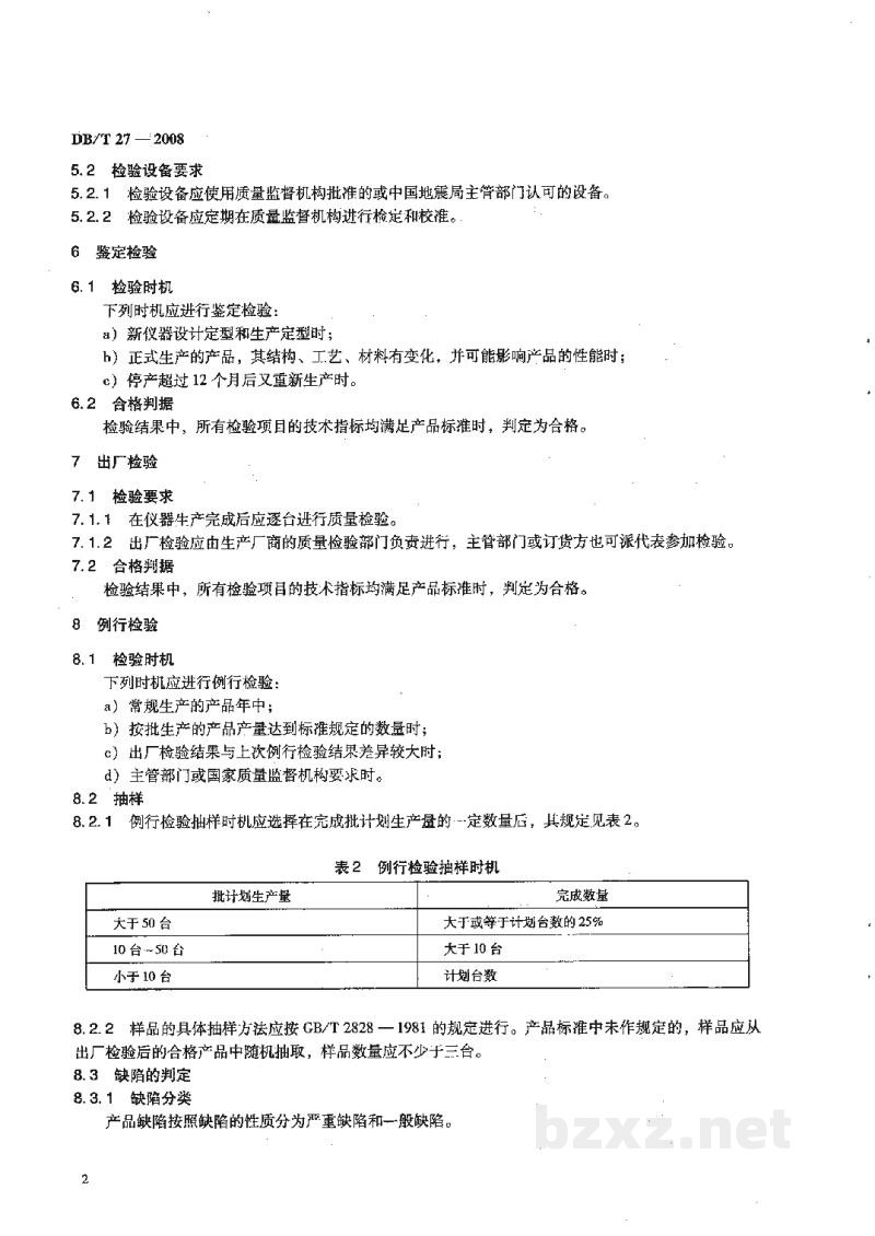 DB/T 27-2008 地震观测仪器质量检验规则 DB/T 27-2008 地震观测仪器质量检验规则