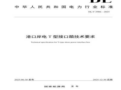 DL/T 2906—2025 港口岸电T型接口箱技术要求