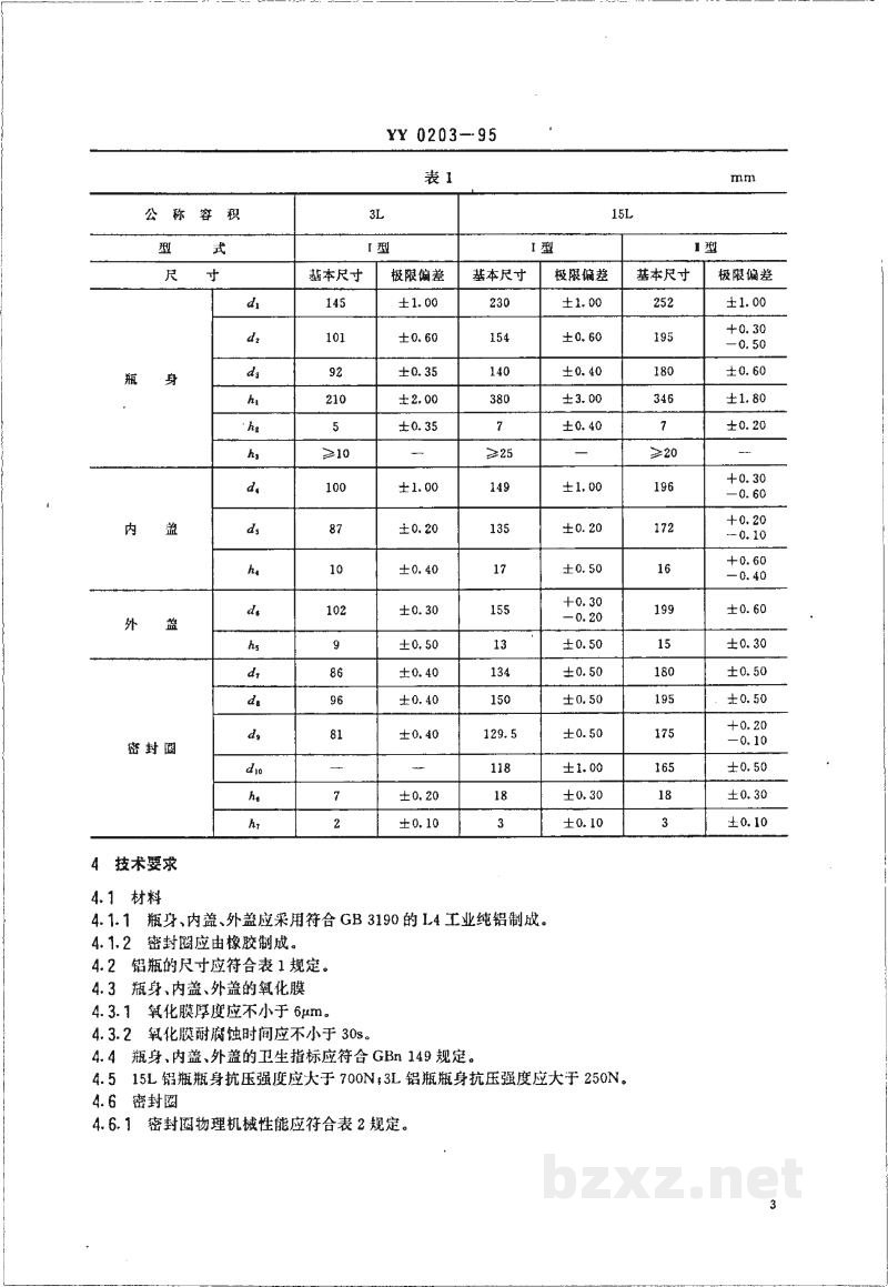 YY 0203-1995药用铝瓶 YY 0203-1995药用铝瓶