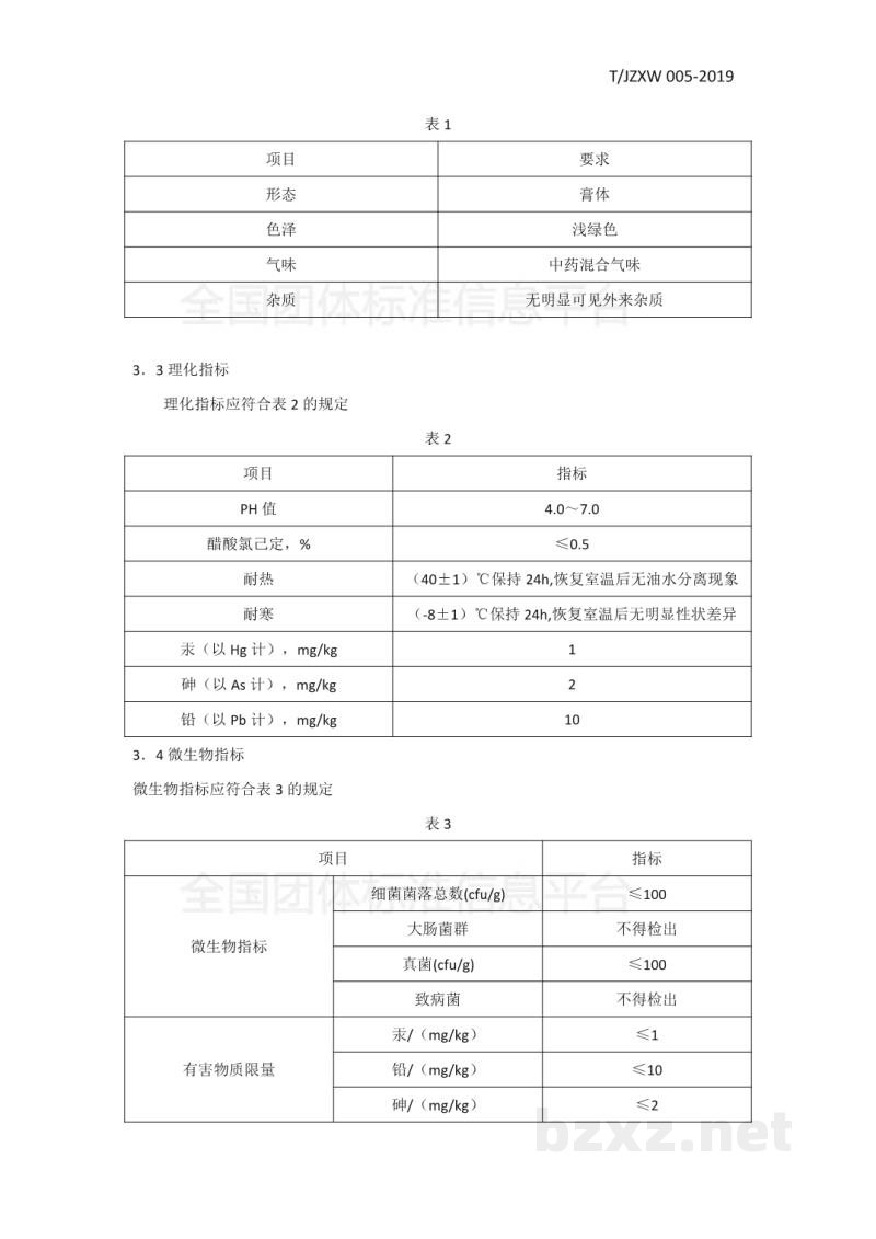 T/JZXW 005-2019艾草香膏 T/JZXW 005-2019艾草香膏