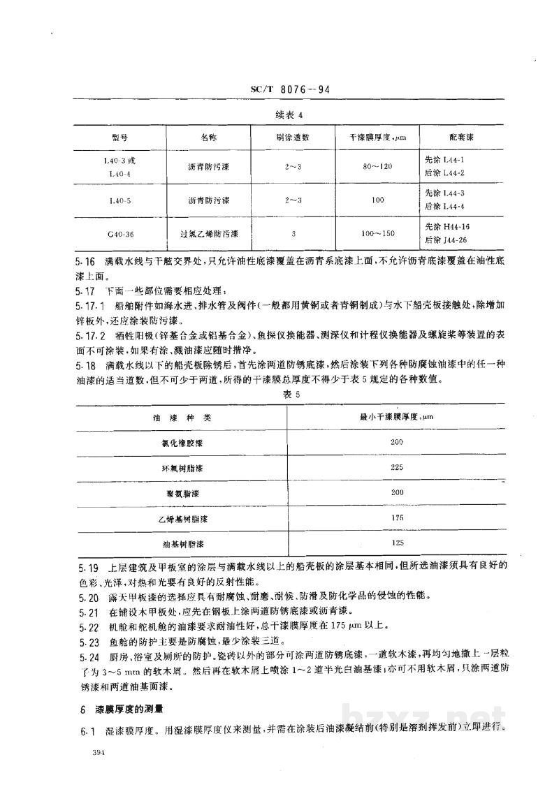 SC/T 8076-1994渔船船体涂装技术要求 SC/T 8076-1994渔船船体涂装技术要求