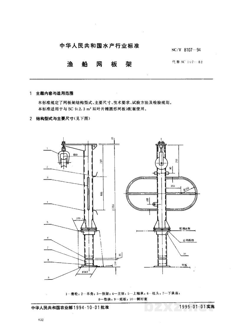 SC/T 8107-1994渔船网板架 SC/T 8107-1994渔船网板架