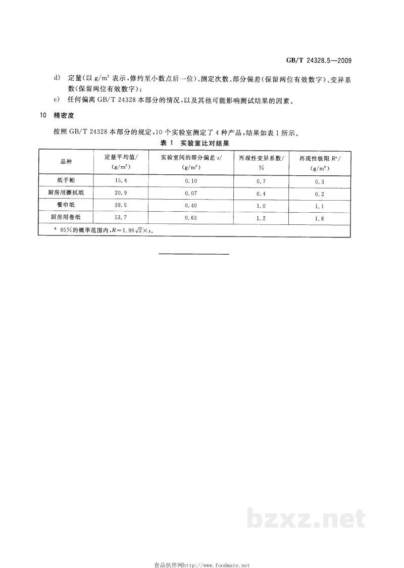GB/T 24328.5-2009卫生纸及其制品 第5部分:定量的测定 GB/T 24328.5-2009卫生纸及其制品 第5部分:定量的测定