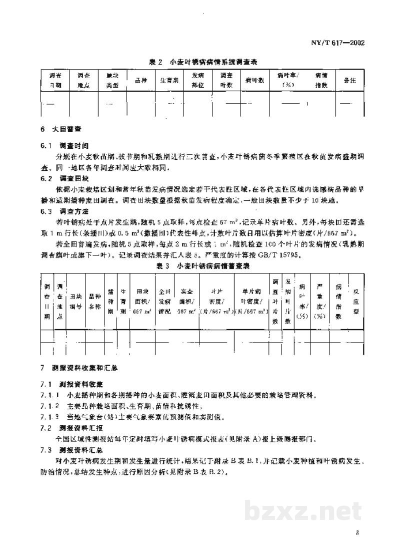 NY/T 617-2002小麦叶锈病测报调查规范 NY/T 617-2002小麦叶锈病测报调查规范