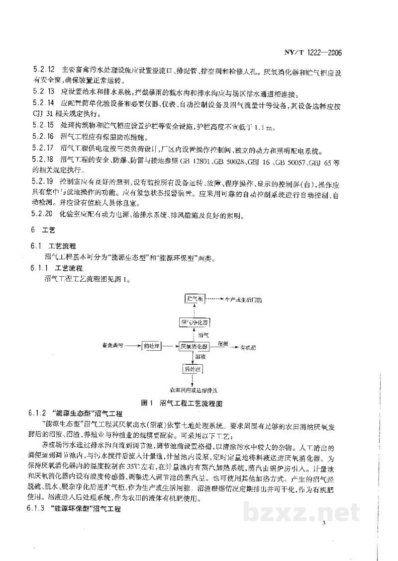 NY/T 1222-2006规模化畜禽养殖场沼气工程设计规范 NY/T 1222-2006规模化畜禽养殖场沼气工程设计规范