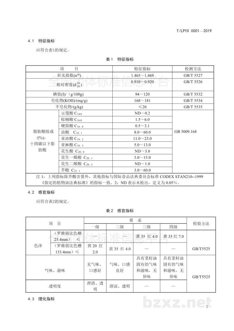 T/LPYX 0001-2019优质罗平菜油 T/LPYX 0001-2019优质罗平菜油