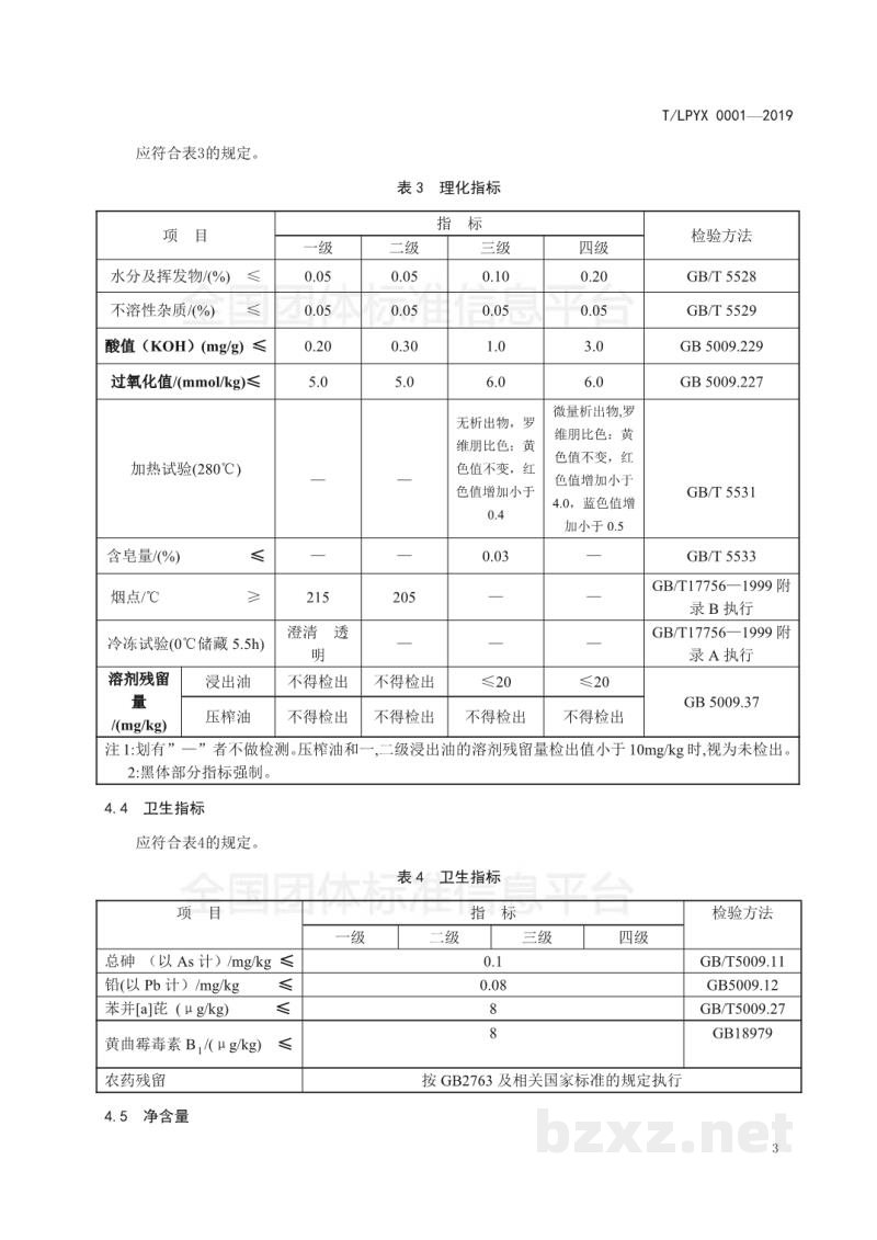 T/LPYX 0001-2019优质罗平菜油 T/LPYX 0001-2019优质罗平菜油