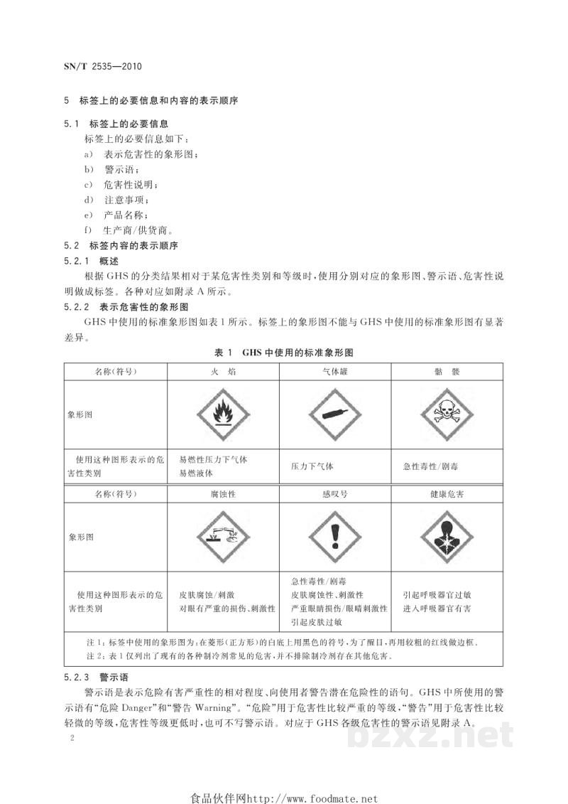 SN/T 2535-2010进出口制冷剂标签规则 SN/T 2535-2010进出口制冷剂标签规则